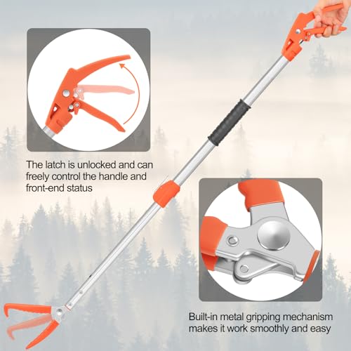 Kalkal Snake Grabber Tool, 62” Professional Aluminum Alloy Telescopic Rattle Snake Tongs, Reptile Grabber Snake Catcher Wide Jaw Handling Tool with Lock
