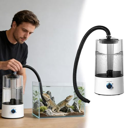 2026 Reptile Humidifier & Fogger 4L Large Capacity Tank Cool Mist Maker with Adjustable Hose, Auto Shut-Off for Terrarium Geckos Snakes Turtles Lizards Frogs (White)