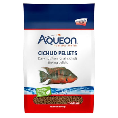 Aqueon Cichlid Slow Sinking Fish Food Pellets, Medium Size, 25 Ounce (Pack of 6) - size: 1.56 Pound (Pack of 6), style: Medium 25 Ounces