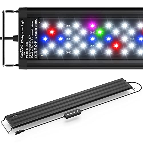 SEAOURA Led Aquarium Light for Plants-Full Spectrum Fish Tank Light with Timer Auto On/Off, 24-30 Inch, Adjustable Brightness, White Blue Red Green Pink LEDs with Extendable Brackets for Freshwater - size: for 24-30 inch tank