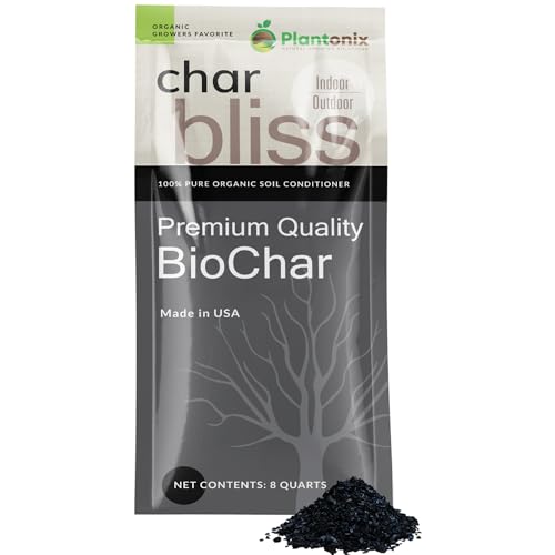 Char Bliss (8 Qts) - Organic Biochar for Plants - OMRI-Listed Biochar Soil Amendment Organic - Bio Char for Plants - Horticultural Charcoal for Plants, Potting Soil, Garden Soil, & Potting Mixes | OMRI-Listed BioChar Plant Charcoal - Charcoal for Plants,