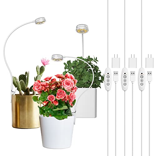 SANSI 3-Pack Pot Clip Grow Lights for Indoor Plants, Full Spectrum Dimmable Plant Light with Timer, ETL Listed - size: 3-Pack