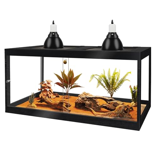 PROLEE Bearded Dragon Tank,60 Gallon Reptile Tank with Meatl Mesh Roof and Front Sliding Door, Lizard Tank,Spacious Reptile Enclosure for Snakes,Lguanas, Chameleons (Black) - color: Black, size: 60 Gallons