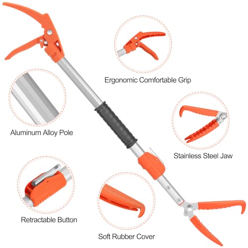 Kalkal Snake Grabber Tool, 60” Professional Aluminum Alloy Telescopic Rattle Snake Tongs, Reptile Grabber Snake Catcher Wide Jaw Handling Tool with Lock - size: 60 inch