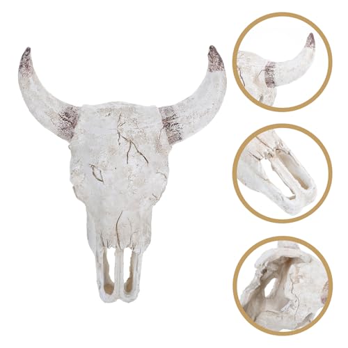 UPKOCH Reptile Hide Box with Resin Cattle Skull Decoration 20.5x17x9cm Desert Terrarium Ornament for Leopard Gecko Fish Tank Habitat Enclosure