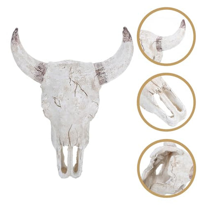 UPKOCH Reptile Hide Box with Resin Cattle Skull Decoration 20.5x17x9cm Desert Terrarium Ornament for Leopard Gecko Fish Tank Habitat Enclosure