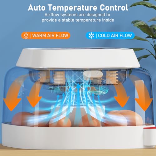 Sailnovo 12 Egg Incubator with Automatic Egg Turning and Humidity Display, Built-in Candler & 360° View Window, Manual & Preset Modes for Hatching Chicken Duck Quail Eggs Home Classroom Lab