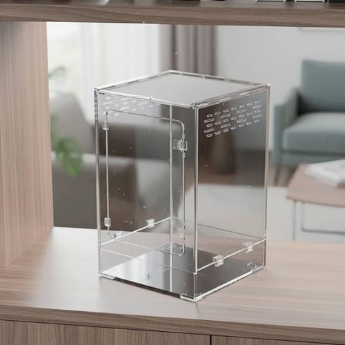 Acrylic Reptile Enclosure Front Opening Habitat Lid Clear Reptile Breeding Box for Amphibian Enthusiasts