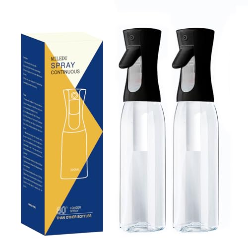 Fine Continously Mist Spray Bottle (10.1oz/300ml) for Body moisturizer Hair styling Cleaning Garden plant care etc.,Hair Mister Misting Continuous Mist Spray Bottle,2Pcs (Black+Black) - color: Black+Black