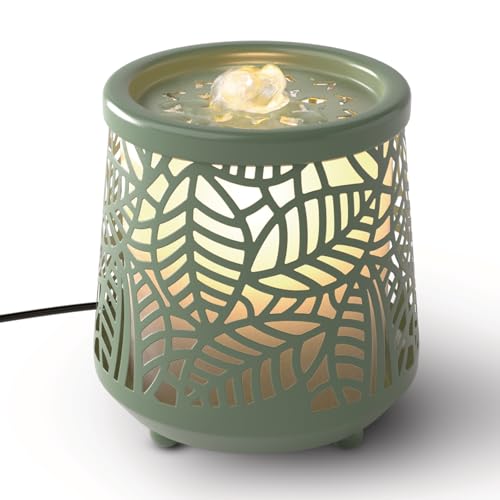 Homedics Indoor Relaxation Fountain with Light & Natural Sound, Tabletop Water Fountain for Home or Office, Small Indoor Water Fountain with Quiet Pump, Soothing Zen Desktop Decor (Green) - color: Green