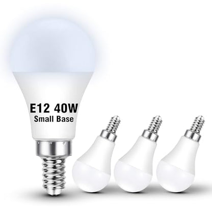 E12 LED Candelabra Light Bulb, 40W Equivalent Daylight White 5000K, 4W 450LM AC120V, E12 Small Base LED Light Bulbs for Chandelier Wall Sconces Ceiling Fan Lighting, Non-Dimmable, 4 Pack - color: Daylight White, size: 40 Watts