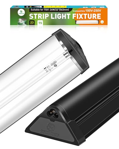 T5 UVA UVB Reptile Light Combo Kit(100V-250V Wide Voltage), Reptile Light Fixture with UVB 10.0 Fluorescent Tube, 24W UVA UVB Lamp Bulb for Bearded Dragon Tortoise - size: T5 24W Combo Kit