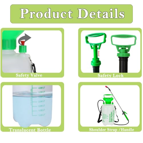 MRPAPA Pressurized Hand Sprayer - Multi-Purpose Garden Sprayer Gallon with Adjustable Nozzle (5L-Green) - color: 5L-Green