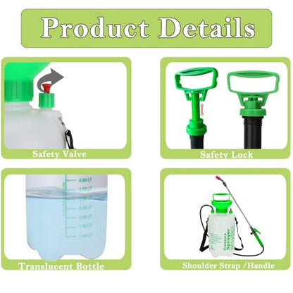 MRPAPA Pressurized Hand Sprayer - Multi-Purpose Garden Sprayer Gallon with Adjustable Nozzle (5L-Green) - color: 5L-Green