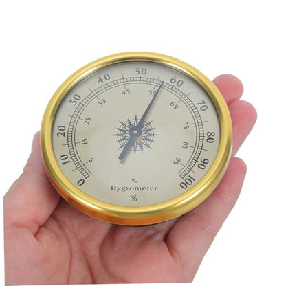 COHEALI Analog Hygrometer 72mm Golden Humidity Gauge No Battery Mechanical Thermometer for Wine Cellar Terrarium Office Desk Indoor Humidity Measurement