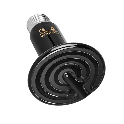 Simple Deluxe 150W Ceramic Heat Emitter, Reptile Heat Lamp No Light Emitting Heat Bulbs for Amphibian Terrarium, Bearded Dragon Lizard Snake Turtle, Brooder Coop Incubating Chicken - size: 150W, style: D-75mm-1 Pcs