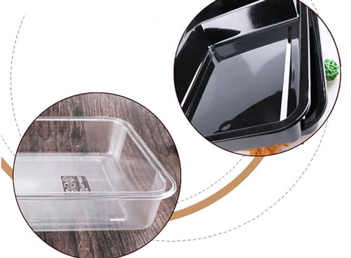 OMEM Reptile Drinking Tray - Large Water Dish Plastics Plate for Turtles, Small Reptiles, Ball Pythons, Lizards, and Snake Cages Bowl (L=35.4 x 5.3 x 26.3cm, Black) - color: black, size: L=35.4*5.3*26.3