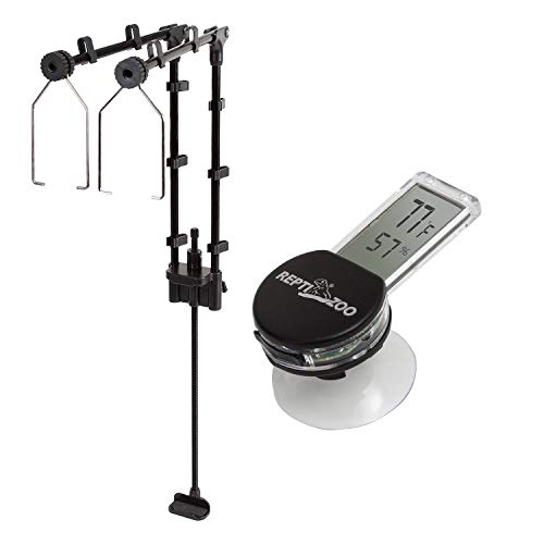 REPTI ZOO Reptile Dual Lamp Stand and Reptile Terrarium Thermometer Hygrometer