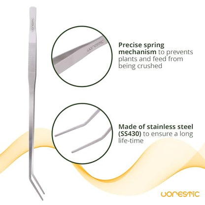 VORESTIC Curved Aquarium Tweezers 23.6 Inch, Stainless Steel Long Tongs for Fish Feeding, Reptile Feeding Tongs, Fish Tank Tool, Terrarium Tweezers, Aquarium Feeder and Aquascaping Tool - color: Silver