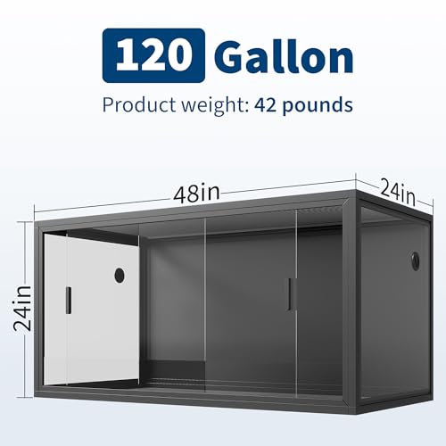 GarveeLife 120 gal Bearded Dragon Tank 4 x2 x2 ft Reptile Terrarium Enclosure with Sliding Glass Doors, Snake Enclosure Heavy Duty Top Screen Ventilation, Easy to Assemble Black - color: Black