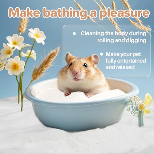 Sukh 14 OZ Hamster Sand Bath - Whit Fine Sand Hamster Bedding Reptile Silica Sand Gerbil Hideout for Hamster Squirrel Guinea Pig Rabbit Chinchillas Gerbil Syrian Mice Small Animals Small Pets - size: 14 OZ