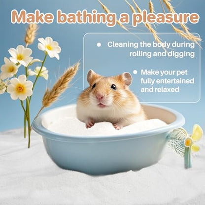 Sukh 14 OZ Hamster Sand Bath - Whit Fine Sand Hamster Bedding Reptile Silica Sand Gerbil Hideout for Hamster Squirrel Guinea Pig Rabbit Chinchillas Gerbil Syrian Mice Small Animals Small Pets - size: 14 OZ