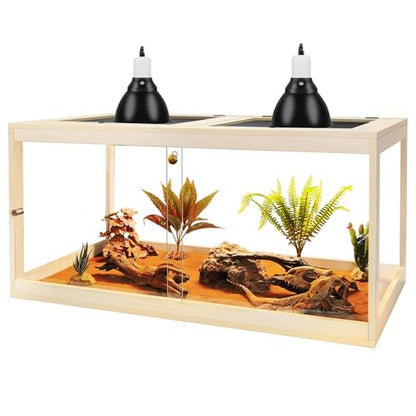PROLEE Retile Tank,Bearded Dragon Tank,Lizard Tank with Metal Mesh Roof Door, Acrylic Panel Snake Tank with Lock Design,Oak,60Gallons - color: Oak, size: 60 Gallons