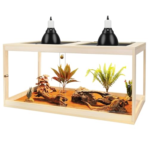 PROLEE Retile Tank,Bearded Dragon Tank,Lizard Tank with Metal Mesh Roof Door, Acrylic Panel Snake Tank with Lock Design,Oak,60Gallons - color: Oak, size: 60 Gallons
