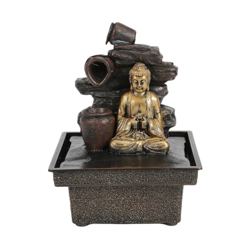 Tabletop Water Fountain Buddha Statue Desktop Indoor Waterfall Fountain Tabletop Humidifiers Home Decoration for Office, Living Room, or Bedroom - color: L803