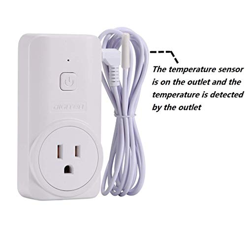 DIGITEN Wireless Temperature Controller Plug-in Thermostat Remote Control Reptile Thermostat Outlet with Temperature Sensor Wireless Thermostat for Home White - style: 2.Temperature is detected by the Outlet.