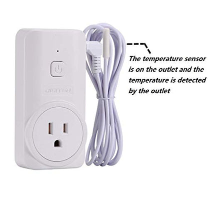 DIGITEN Wireless Temperature Controller Plug-in Thermostat Remote Control Reptile Thermostat Outlet with Temperature Sensor Wireless Thermostat for Home White - style: 2.Temperature is detected by the Outlet.