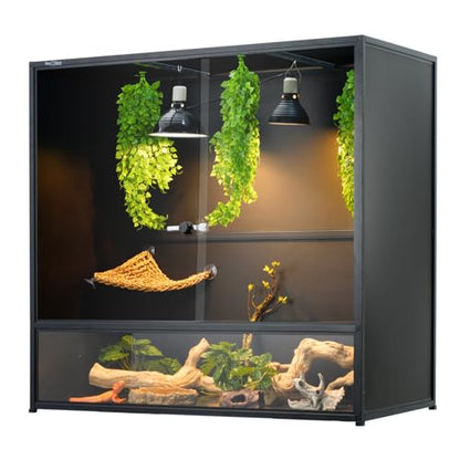 460 Gallon PVC Reptile Enclosure, 2 Pack 48"x24"x46" Connectable Cage with Kits(96"x24"x46"), Front Sliding Glass Doors with Lock, Stackable Tank for Bearded Dragon Ball Python - size: 48"x24"x46" (230 Gallon) - 2 Pack