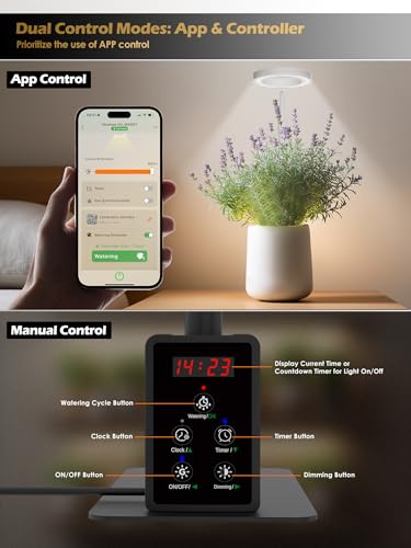 Smart Grow Lights for Indoor Plants, Plant Light with Auto-Timer, Full Spectrum LED Grow Light, Adjustable Height & Stepless Dimming,Plant Assistant Suitable for Most Plants (Black-1) - color: Black-1