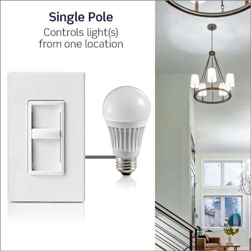 Leviton SureSlide Dimmer Switch for Dimmable LED, Halogen and Incandescent Bulbs, 6672-1LT, Light Almond - color: Light Almond