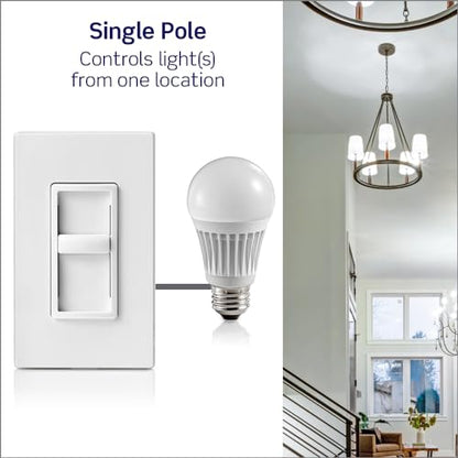 Leviton SureSlide Dimmer Switch for Dimmable LED, Halogen and Incandescent Bulbs, 6672-1LT, Light Almond - color: Light Almond