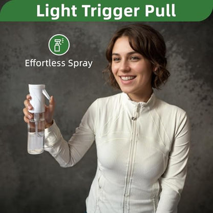 Continuous Spray Bottle – Patented Superior Ultra-Fine Mist Sprayer for Hair Styling, Plants & Cleaning, Durable 360° Leak-Proof BPA-Free Refillable Mister, White 300 ml / 10 oz