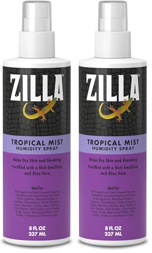 Zilla Tropical Mist Humidity Spray, Ideal for All Tropical Reptiles and Amphibians, Fortified with Aloe Vera (Pack of 2) - size: 8 Fluid Ounces (Pack of 2)