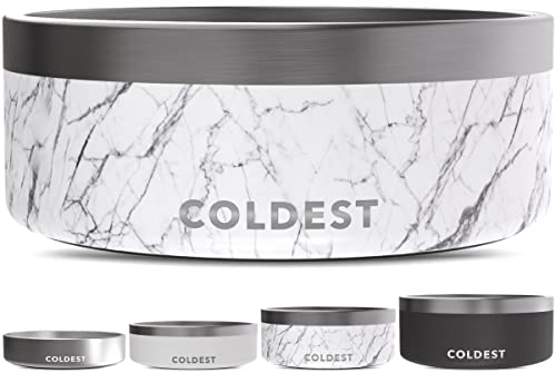 Coldest Dog Bowl - Anti Rust Metal, Non Slip, 3 Layers Insulated Stainless Steel Dog Bowls - Spill Proof & Heavy Duty - Water Bowl for Dogs, Cats & Pets, Dish Washer Safe (64 oz, Carrara Marble) - color: Carrara Marble, size: 64 oz