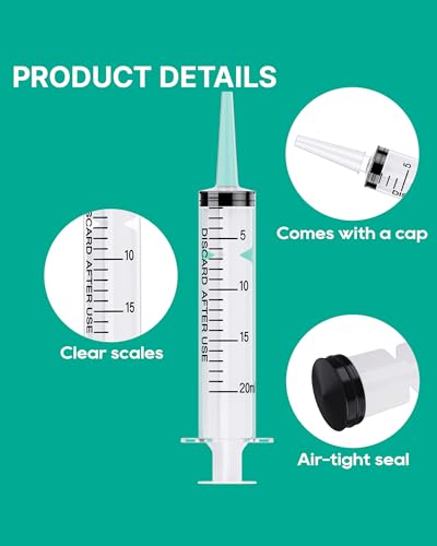 JollyMate 30 Pack 20ml Oral Syringe for Liquids, 20cc Oral Syringes without Needle with Cap Individually Wrapped for Pet Feeding, Scientific Labs, Measuring Liquids, Oil & Glue Dispenser - style: 20ml