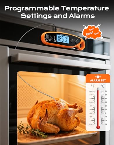Digital Meat Thermometer for Cooking with Dual Probe, Large Backlit & Calibration, Kitchen Food Thermometer for Candy, Oven, Grill, BBQ, Smoker, Oil Fry Instant Read Thermometers Gift for Dad