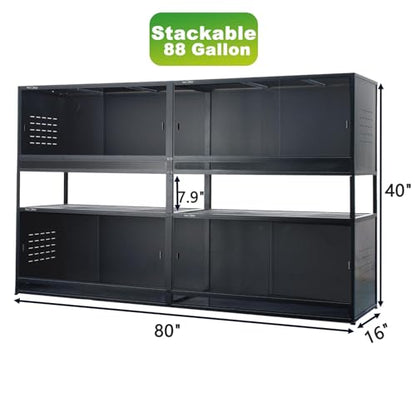 Reptile Tank 4 Packs, 40"x16"x16" Stackable Space Efficient Reptile Enclosure for Bearded Dragon and Ball Python, Expandable Snake Terrarium with Front Opening, Combination Lock - size: Four 40x16x16''-44 Gallon with Kit