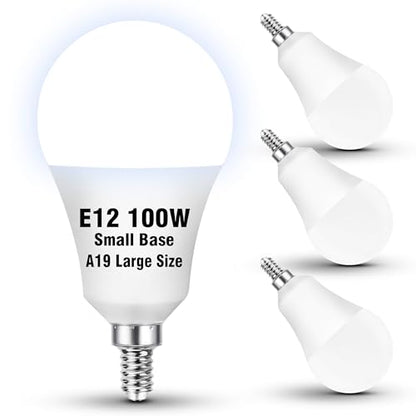 E12 A19 LED Candelabra Bulbs 100W Equivalent Daylight White 5000k, A60 Globe Shape Ceiling Fan Light Bulbs 9W 1000LM, E12 Small Candelabra Screw Base Chandelier Pendant Light Bulb, Non-Dimmable, 4Pack - color: Daylight White, size: 100 Watt (4 Count)