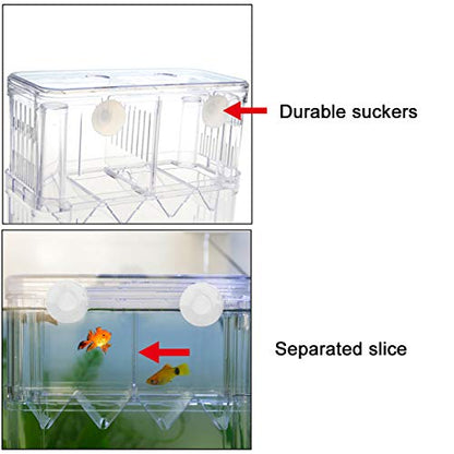 Senzeal Aquarium Fish Breeder Box Plastic Fish Isolation Breeding Box Hatching Incubator for Baby Shrimp Clownfish Guppy - size: Large