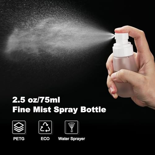 Travel Spray Bottles TSA Approved 3 Pack (2.5oz/75ml) –Leak Proof Fine Mist Refillable Empty Plastic Spray Bottles for Perfume, Essential Oils, Toners, Hair & Face Mist(75 ml) - size: 75 ml