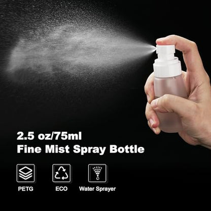 Travel Spray Bottles TSA Approved 3 Pack (2.5oz/75ml) –Leak Proof Fine Mist Refillable Empty Plastic Spray Bottles for Perfume, Essential Oils, Toners, Hair & Face Mist(75 ml) - size: 75 ml