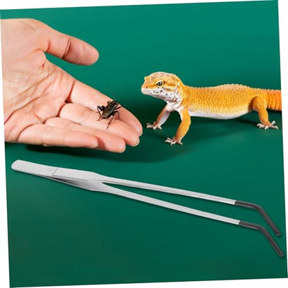 Angoily 2pcs Stainless Steel Reptile Feeding Tongs Non Slip Tweezers with Rubber Tips for Gentle Feeding of Snakes Lizards and Turtles Durable Portable for Terrarium Accessories