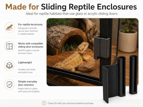 Reptile Enclosure Door Lock, Sliding Glass Terrarium Security Clips Compatible with Dubia Reptile Enclosures, Escape-Proof Habitat Cage Accessories for Snakes, Lizards and Geckos