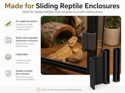Reptile Enclosure Door Lock, Sliding Glass Terrarium Security Clips Compatible with Dubia Reptile Enclosures, Escape-Proof Habitat Cage Accessories for Snakes, Lizards and Geckos