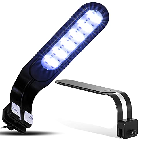 REPTI ZOO 5W Reptile Terrarium Light Fixture, Day and Night LED Clip Light for Reptile Tank, Full Spectrum White Bule Red Lights, 7 Light Modes Clamp Lamp