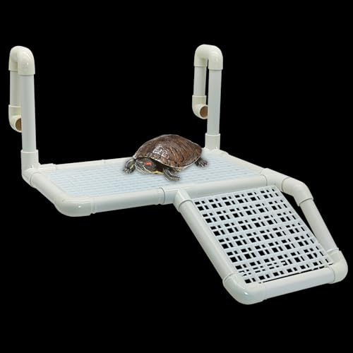 Fhiny Hanging Turtle Basking Platform, Plastic Turtle Dock Basking Area Reptile Floating Dock Climbing Ramp for Aquatic Turtles Tortoise Tank Accessories Decor for Lizard Gecko Hermit Crab - style: Basking Platform B